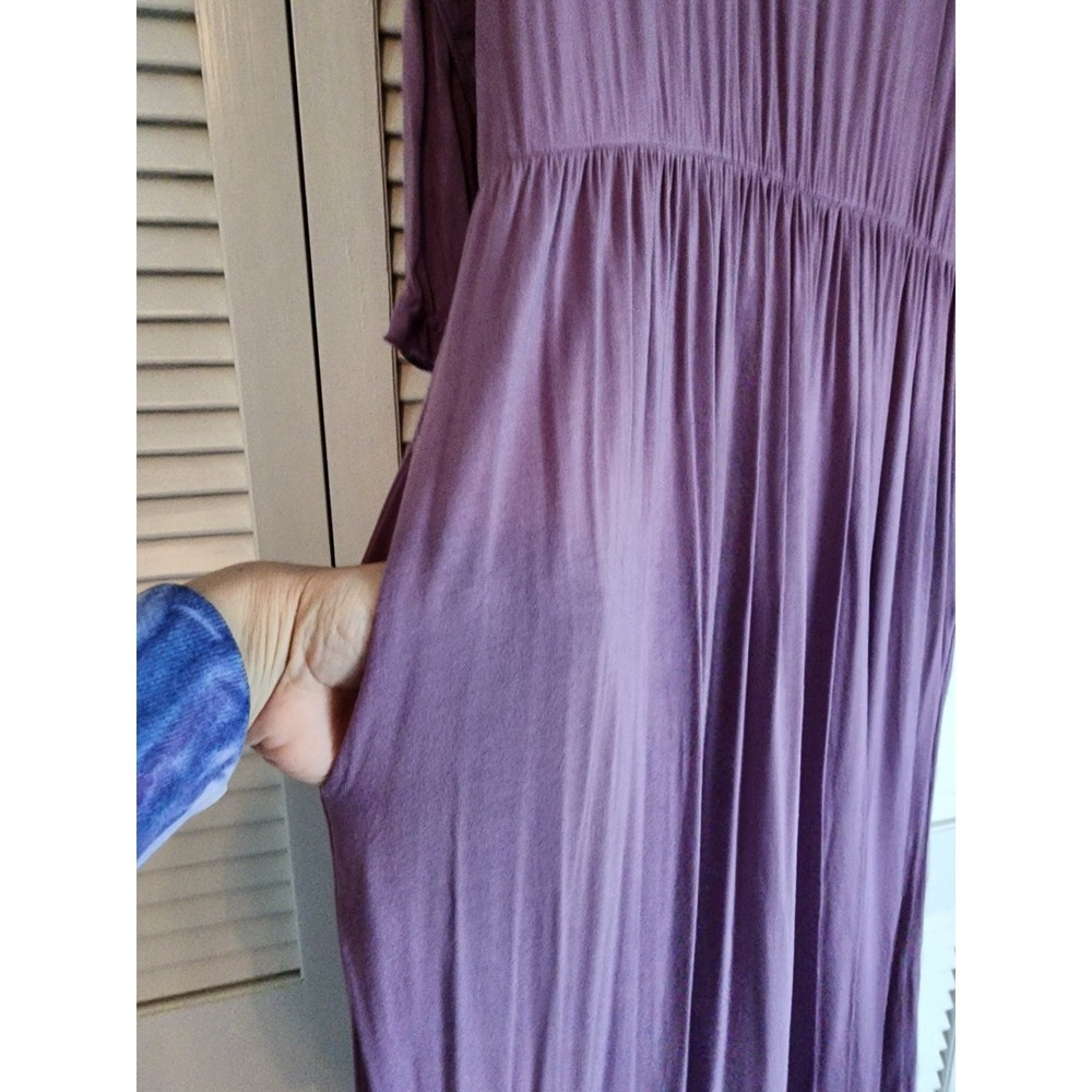 Celeste 3XL Lavender Ruffle Trim Tiered Midi Dress Modest Boho Cottagecore Knit - Picture 3 of 8